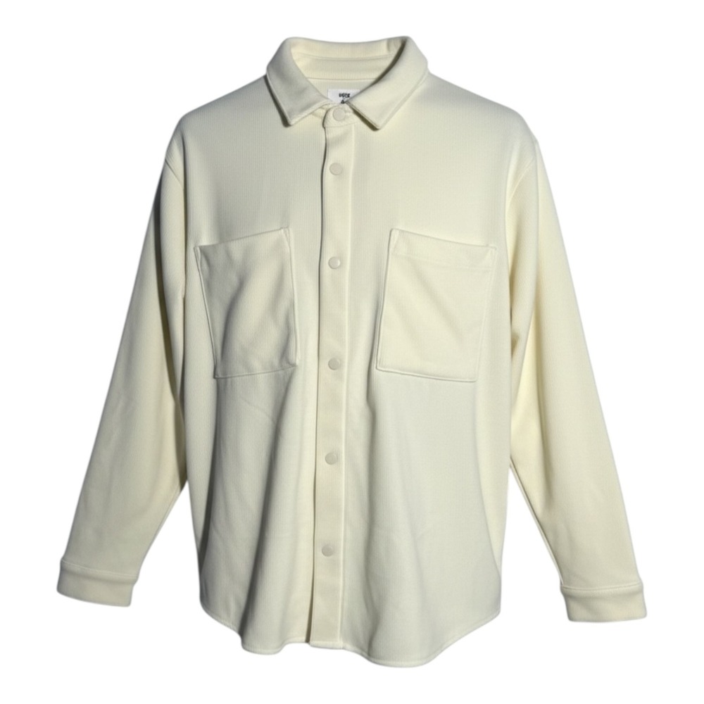 Mode of One Men Long Sleeve Knit Snap Front Shirt Soft Vanilla‎ Size L